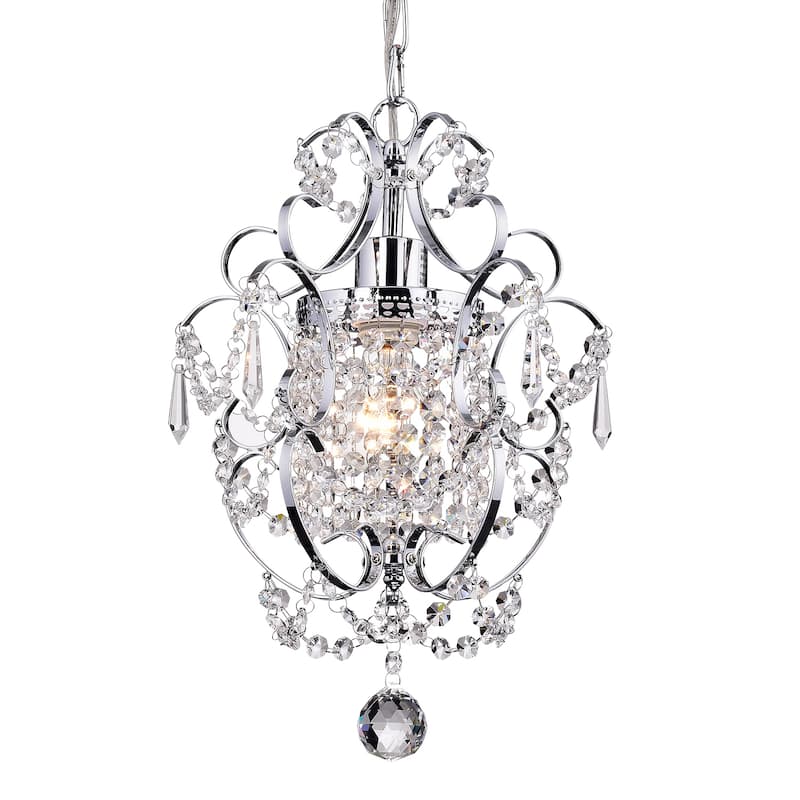Chrome Finish 1-Light Glam Mini Pendant with Crystal