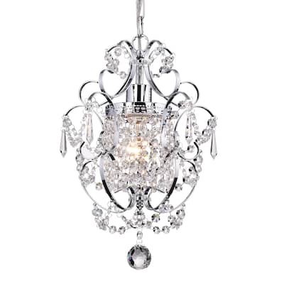 Chrome Finish 1-Light Glam Mini Pendant with Crystal