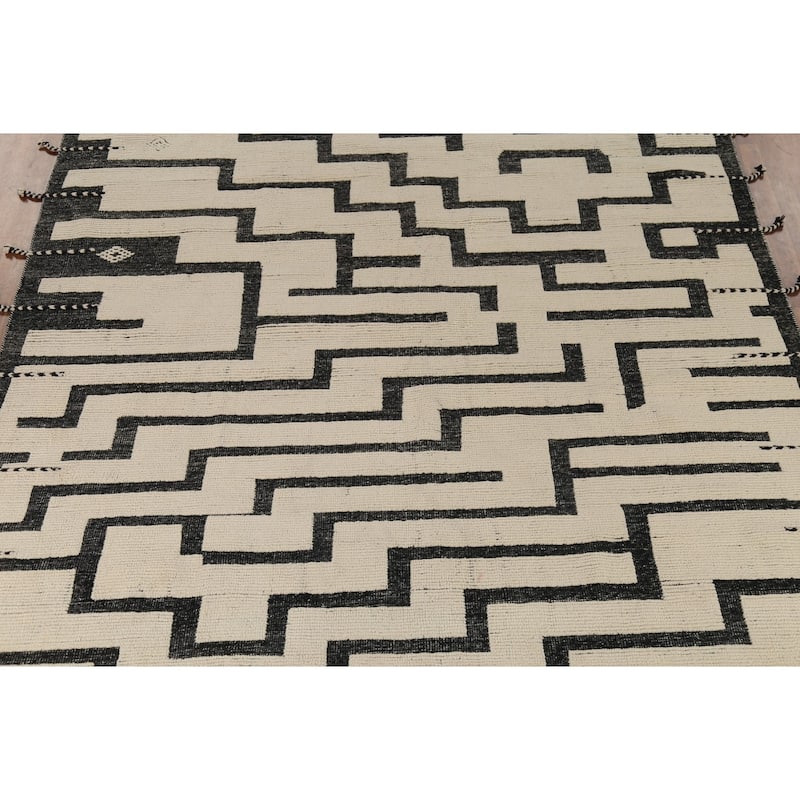 Geometric Moroccan Large Area Rug Handmade Wool Carpet - 9'9"x 14'10"