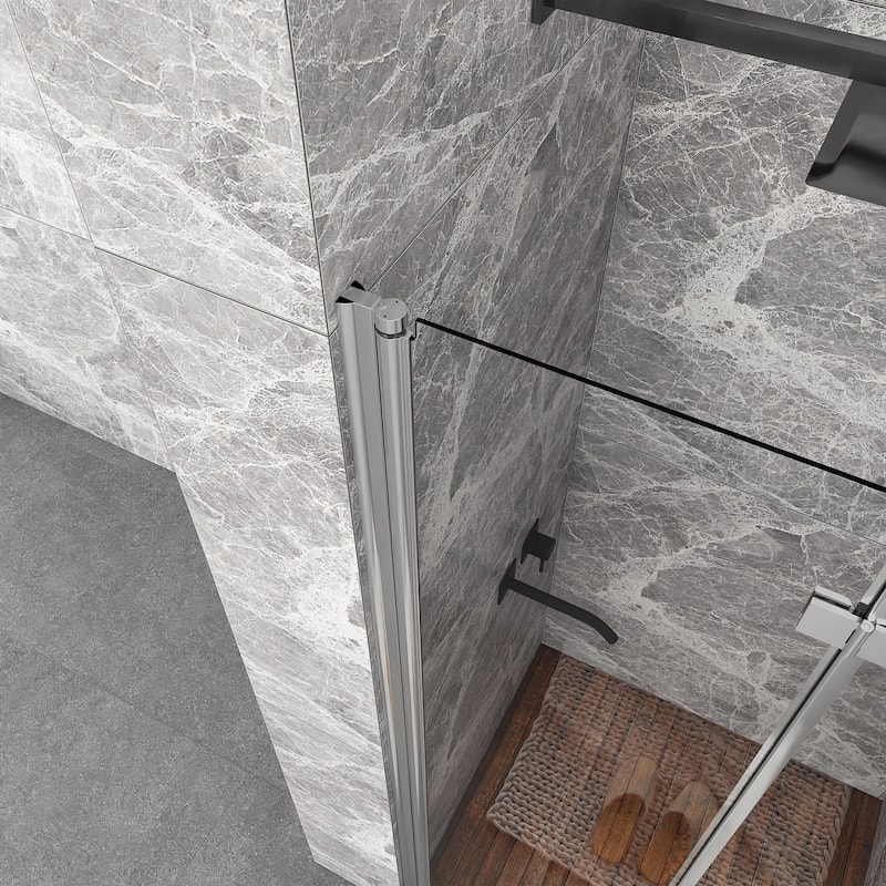 Bifold Semi-Frameless Shower Door with Clear Glass