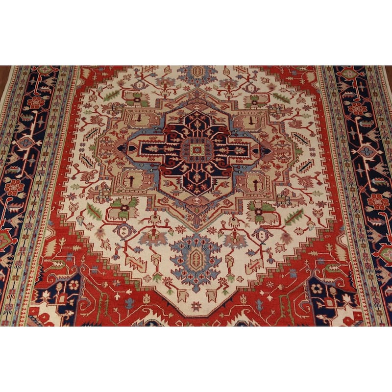 Geometric Heriz Serapi Oriental Large Area Rug Handmade Wool Carpet - 11'10" x 14'11"