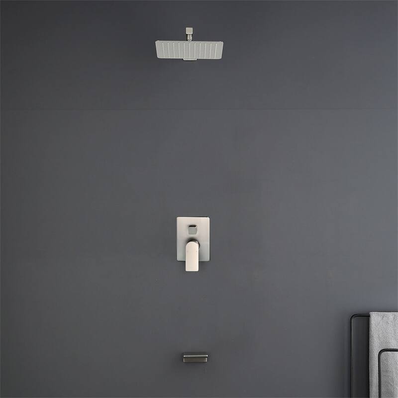10 Inch Wall Mount Shower System with Waterfall Tub Spout Modern Rainfall Tub Shower Faucet With Rough-in Valve