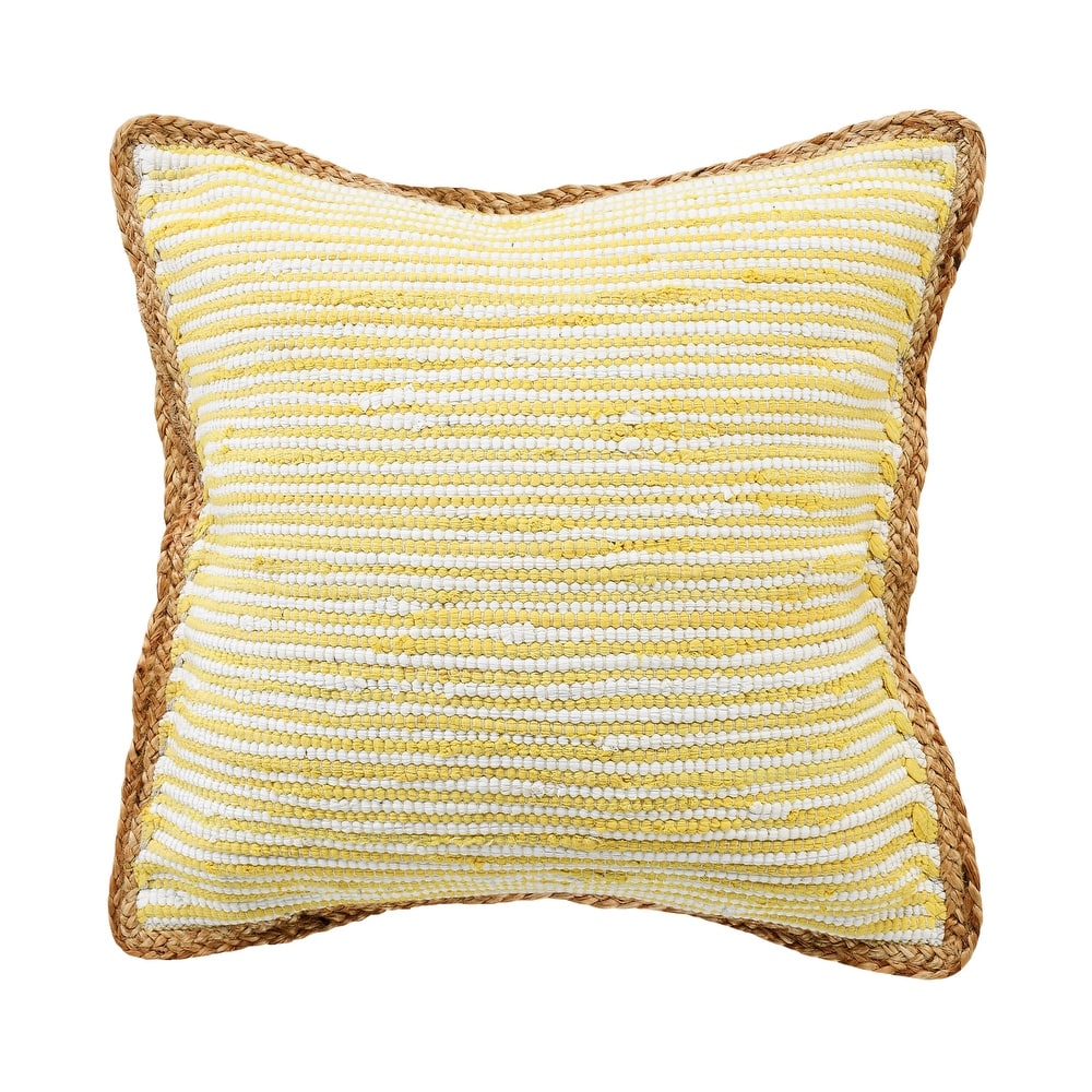 Sevita Striped Jute Bordered Throw Pillow