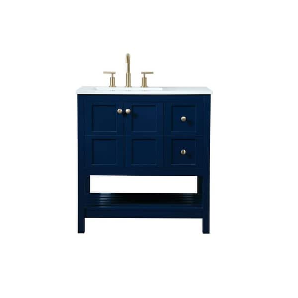 slide 2 of 10, Elegant Lighting VF16432 Theo 32" Free Standing Single Basin Vanity Blue - Painted