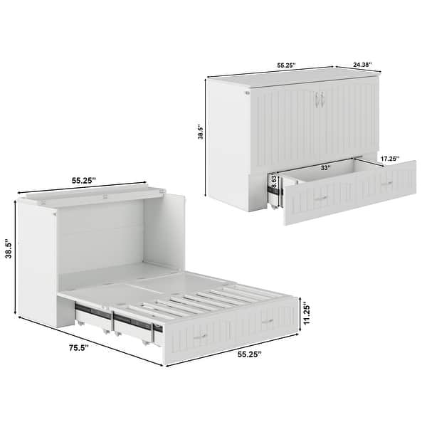 dimension image slide 1 of 7, Southampton Murphy Bed Chest with Mattress & Built-In Charger