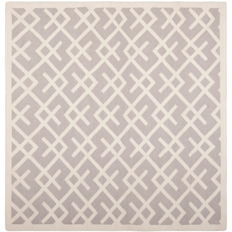 SAFAVIEH Handmade Flatweave Dhurries Eildine Modern Moroccan Wool Rug - 8' Square - Grey/Ivory