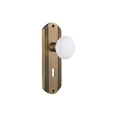 Nostalgic Warehouse Vintage White Porcelain Privacy Door Knob Set with