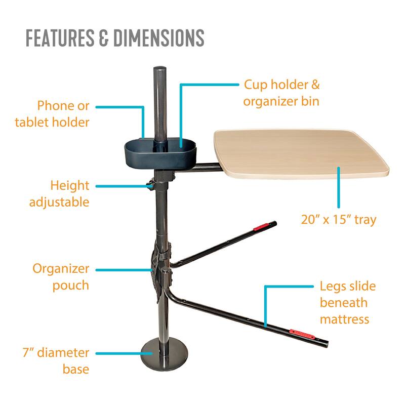 Stander EZ Swivel Adjustable MDF Bedside Computer Desk Overbed Table