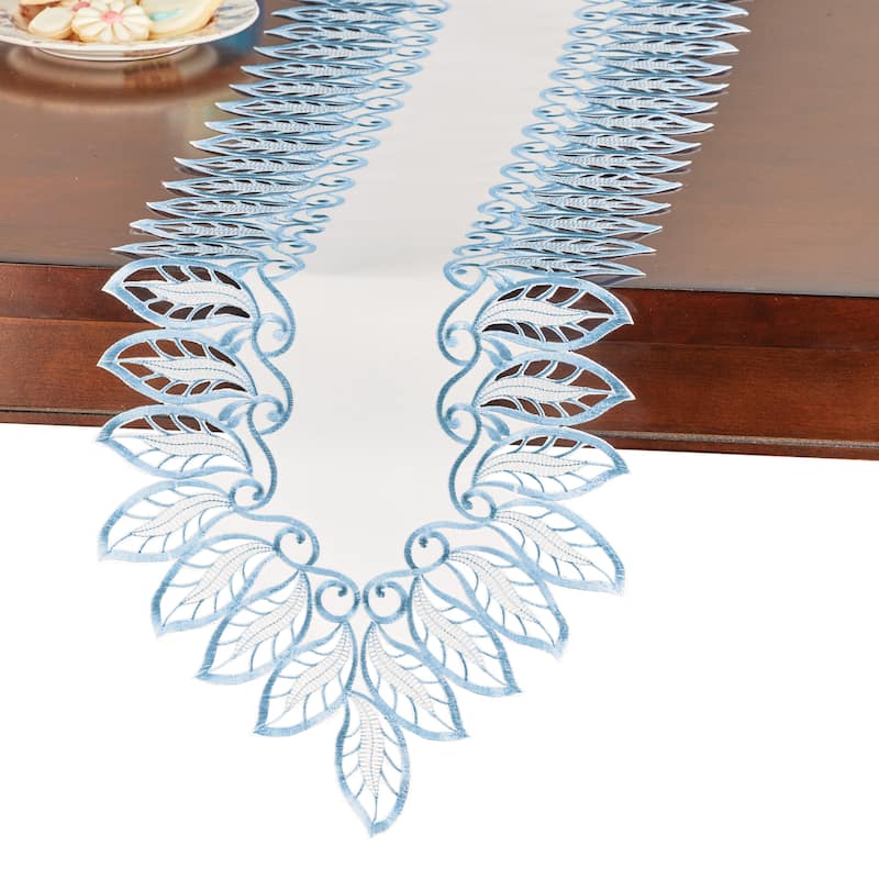 Embroidered Dainty Leaf Border Table Linens