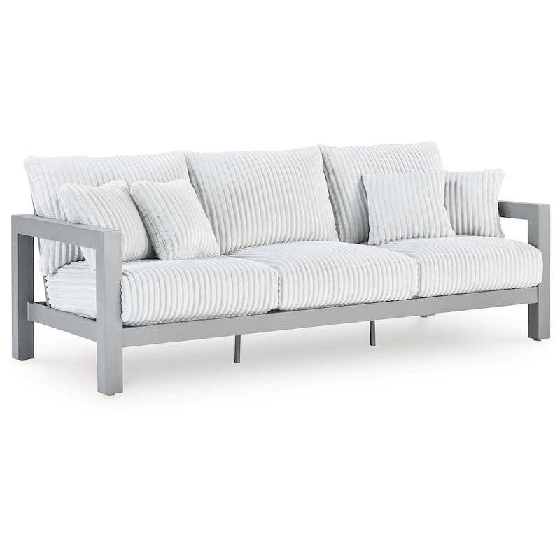 Signature Design by Ashley Moonlight View Gray/White Outdoor Sofa with Cushion - 90"W x 38"D x 37"H
