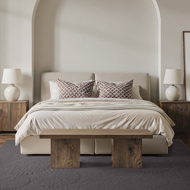 Mcow 3D Floral High-Low Textured Plush Washable Non-Slip Area Rug