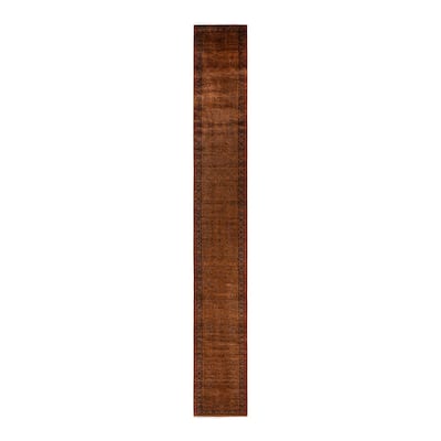 Overton Hand Knotted Wool Vintage Inspired Modern Contemporary Overdyed Gold Runner Rug - 2' 8" x 21' 3"