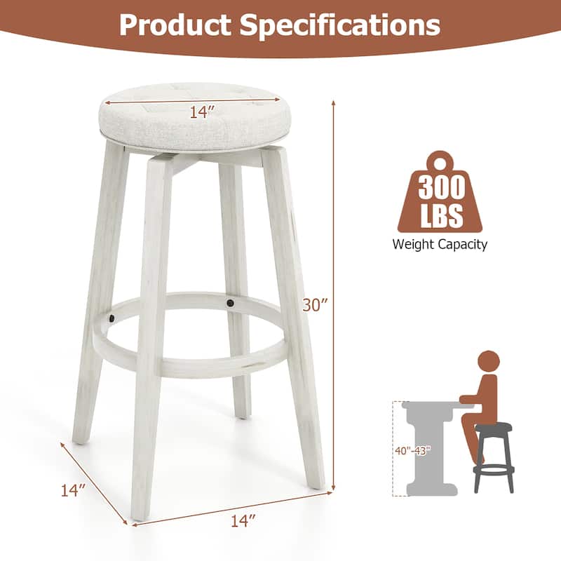 Gymax Set of 4 Swivel Bar Stools 30'' Bar Height Upholstered Seats