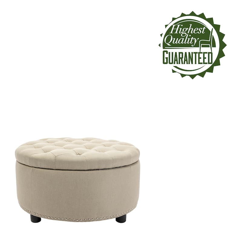Porthos Home Nala Fabric Round Storage Ottoman
