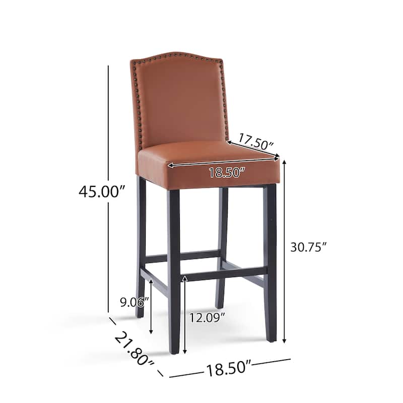 Barstools Set of 2, Counter Height Upholstered Bar Stools for Kitchen Island, Rubberwood Legs Seating 300LBS Weight Capacity