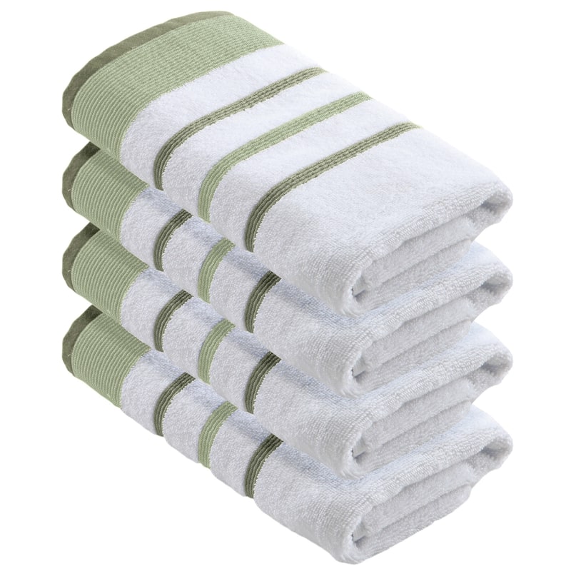 Linery & Co. Luxury Cotton Decorative Towel Set. - Hand Towel (Pack of 4) - Desert Sage Green / Moss Green.