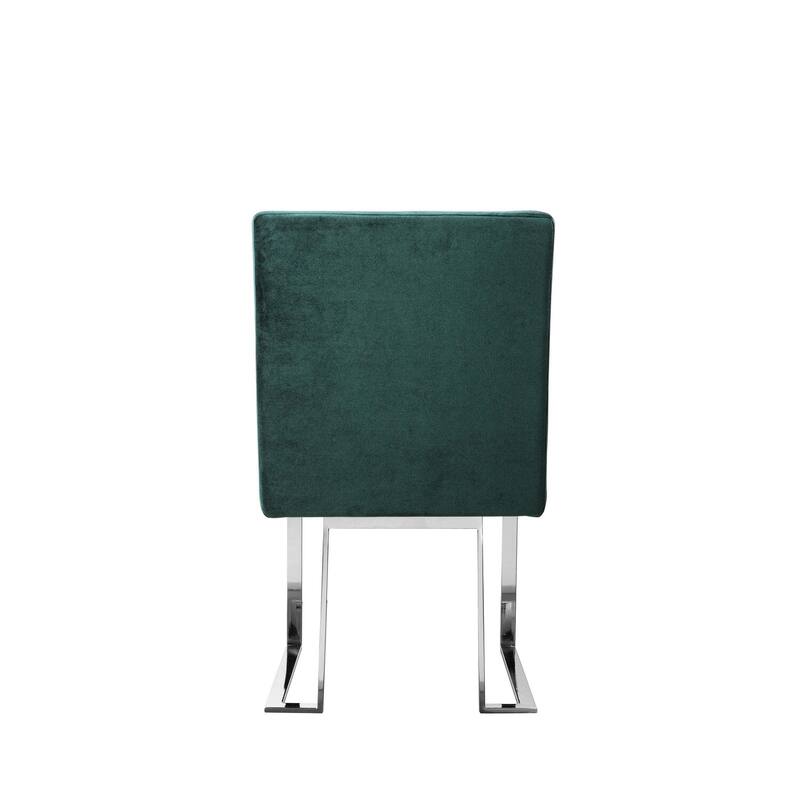 Chrome/Green Velvet Upholstered Metal Frame Dining Chair, Set of 2, Sturdy Dining Chair for Dining Rooms - 22.75