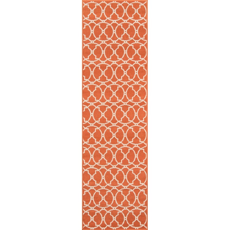 Momeni Baja Moroccan Tile Charcoal Indoor/Outdoor Area Rug - 8'6" x 13' - 2'3" x 7'6" Runner - Orange