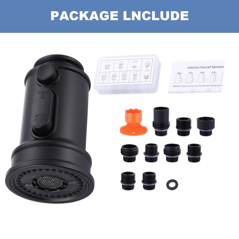 WOWOW Pull Down Kitchen Faucet Spray Head with 9 Adapters Kit
