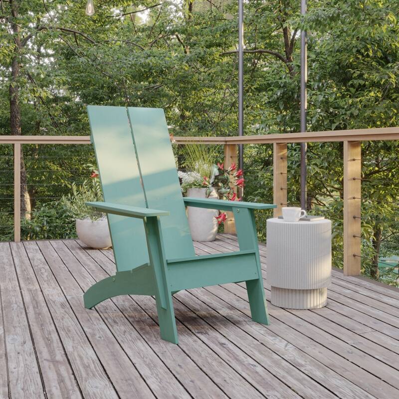 Set of 4 Modern Dual Slat Back Indoor/Outdoor Adirondack Style Chairs