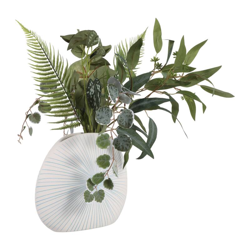 Round Shell Ceramic Vase - Stylish Dotted Pattern Flower Vase