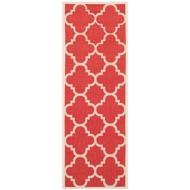 SAFAVIEH Courtyard Hafiza Indoor/ Outdoor Waterproof Patio Backyard Rug - 2'3" x 6'7" Runner - Red