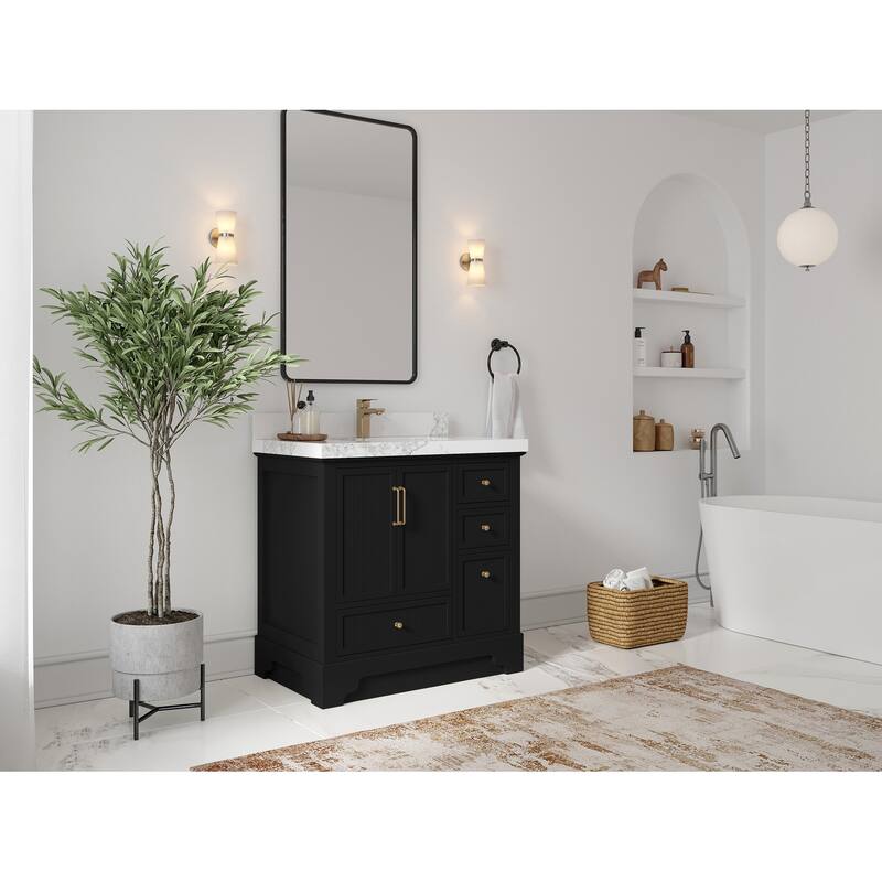 Willow Collections 36 in. W x 22 in. D Alys Center Sink Left Bathroom Vanity with Countertop