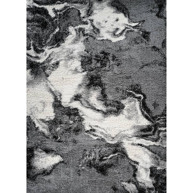 Noori Rug Lux Blake Abstract Modern 2-inch Thick Shag Rug - 10'0" x 14'0" - Grey/Black