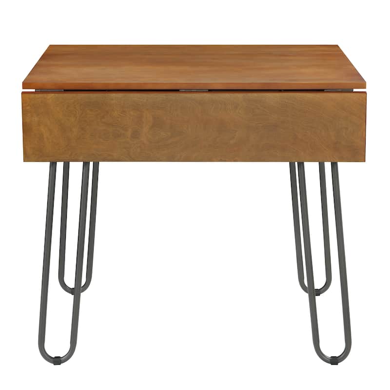Azalea Park Wood Drop Leaf Dining Table with Hairpin Metal Legs - 36.02 W x 35.63 D x 29.92 H"