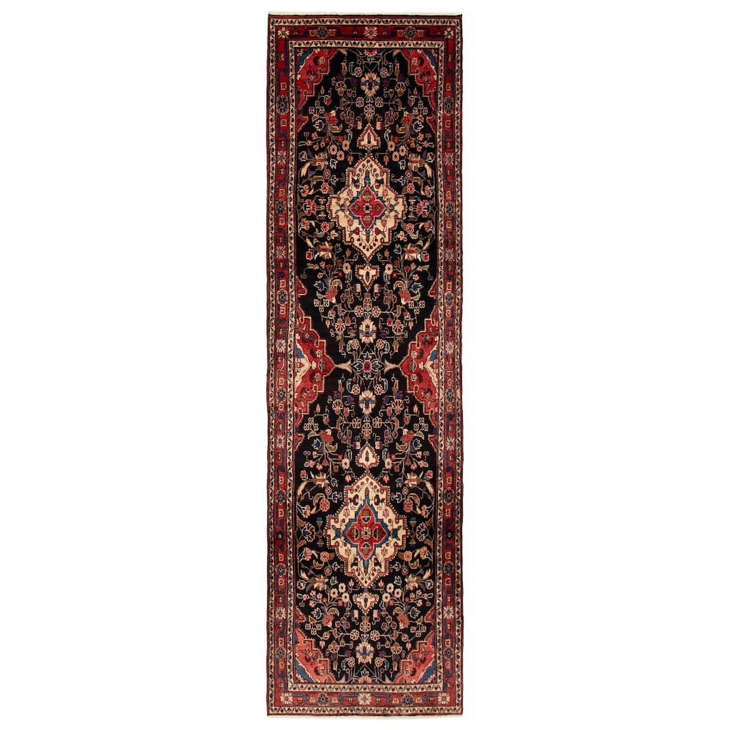 ECARPETGALLERY Hand-knotted Andelz Black Wool Rug - 3'5 x 12'8