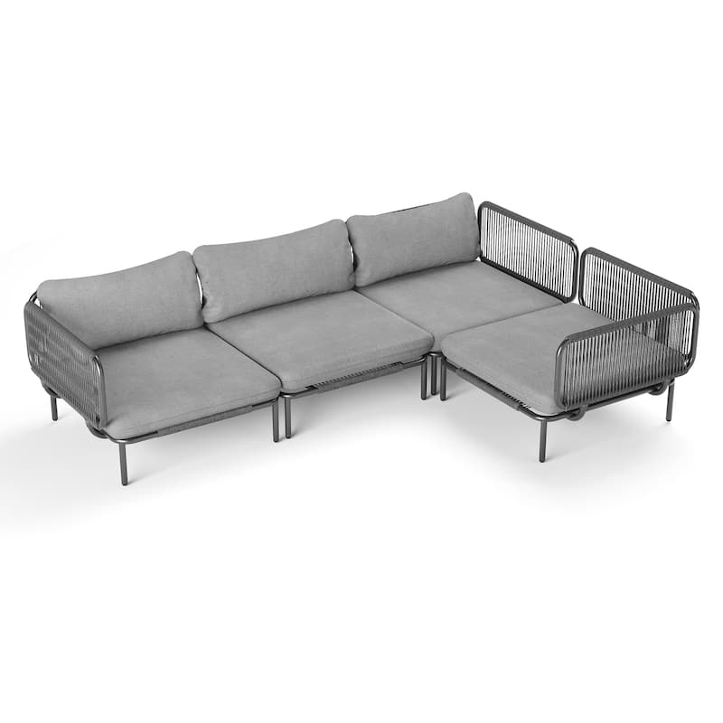 Outdoor Cushioned Sectional Sofa Chat Set Patio Furniture Conversation Set, Free Combination