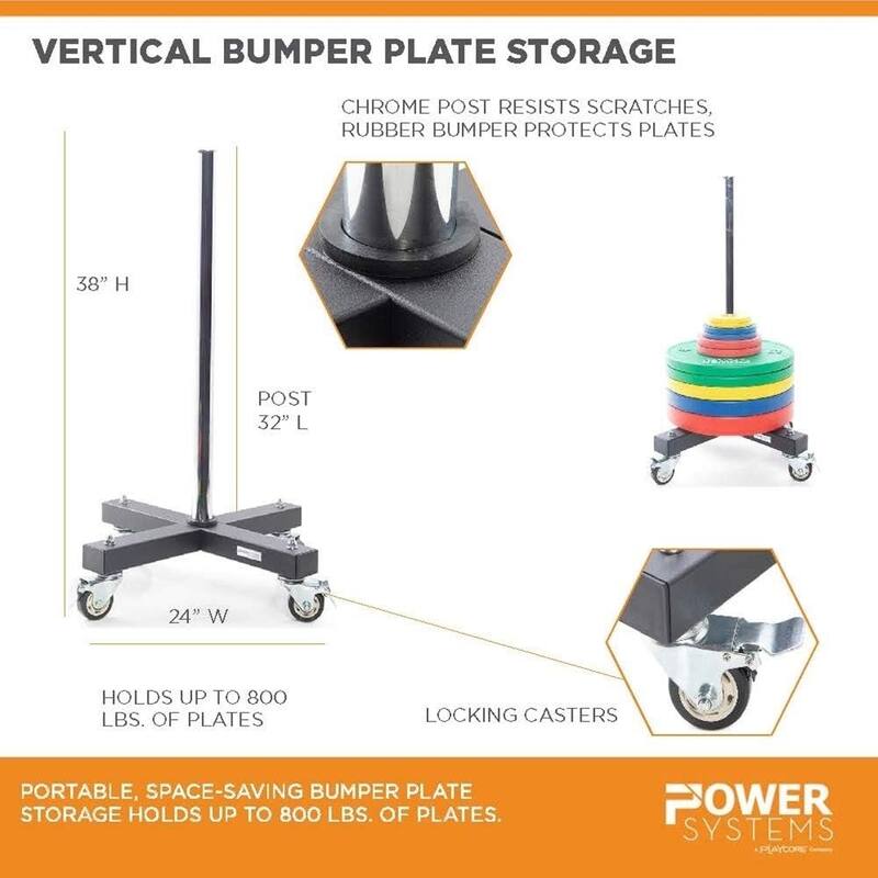 Power Systems Weight Plate Rack – Vertical Bumper Plate Storage, Holds 800 lb