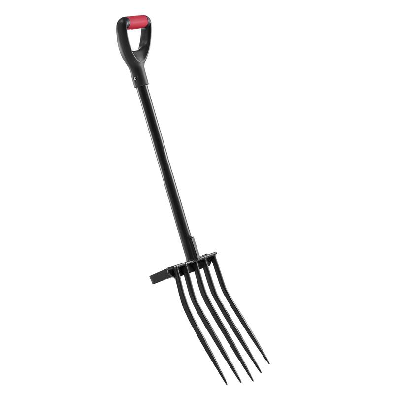 Black Steel Gardening Fork with Forged Head, Ergonomic Non-Slip Handle and Easy Assembly - 41.34 in x 6.69 in