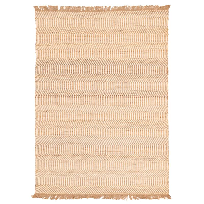 ECARPETGALLERY Flat-Weave Palas Denizli Ivory, Tan Kilim - 5'5 x 7'7