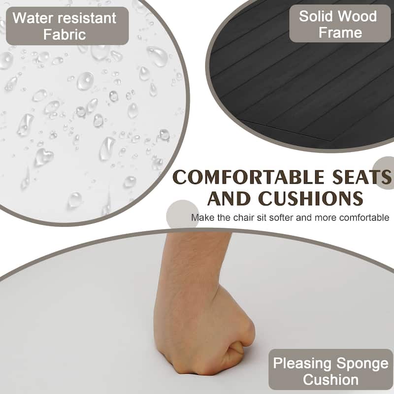 Outdoor Wood Cushion Loveseat with Side Table