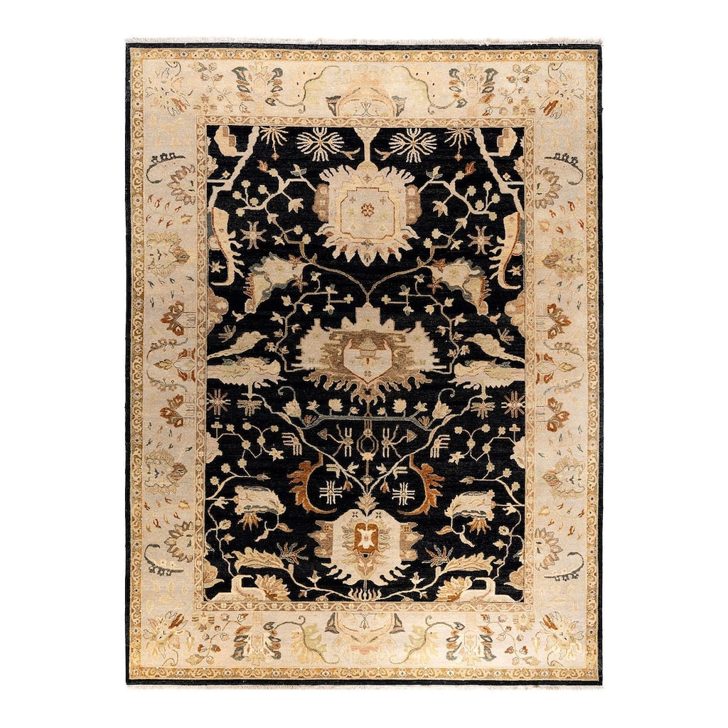 Kashan One-of-a-Kind Handmade Area Rug, Black - 9' 1" x 12' 2"