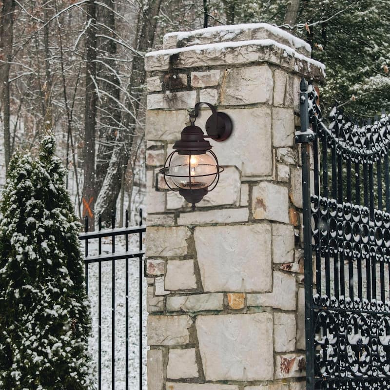 Kustatan Wall Sconce 1-light Outdoor Bronze Wall Lamp by Havenside Home - 10.2"W x 17'H