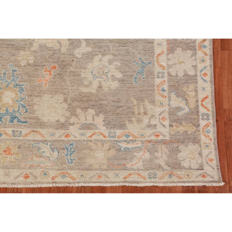 Hand Knotted Oriental 100% Wool Carpet Transitional All-Over Greys & Charcoal Oushak Area Rug - 8' 11'' X 5' 10''