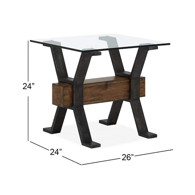 Magnussen Home Sawyer Toasted Nutmeg and Smoked Iron Rectangular End Table - 26''W x 24''D x 24''H