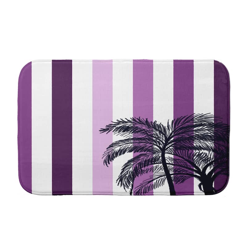 Thin Stripe Palm Bath Mat - 17 x 24 - Purple