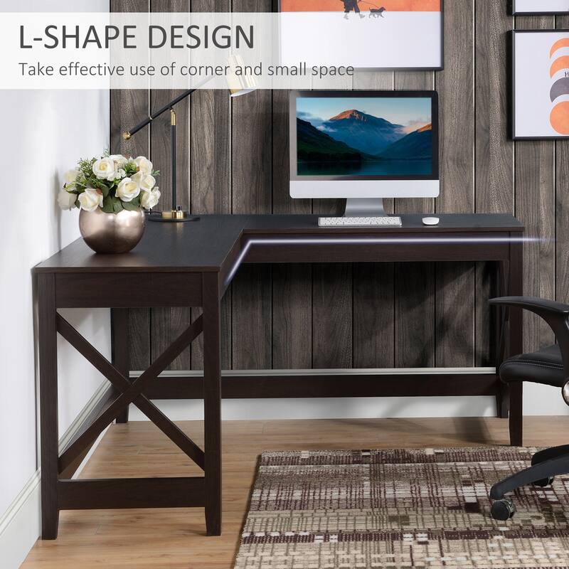 57" L-Shaped Corner Desk, Computer Home Office Desk and Writing Table