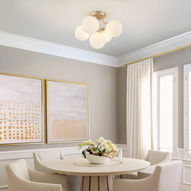 Starsky 5-LIght Globe Glass Sputnik Semi Flush Mount Ceiling Light