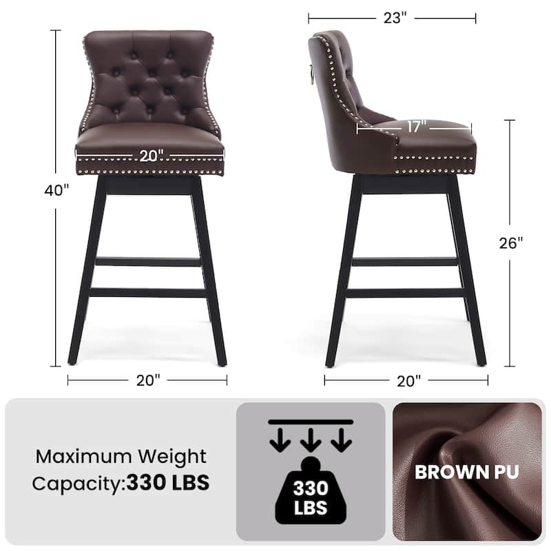 26"/29" Faux Leather Swivel Counter and Bar Height Stools (Set of 1/2/3/4)