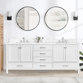 PROOX 84 inch Freestanding Bath Vanities with Culture Marble Top Undermount Sink - 84" W x 22" D