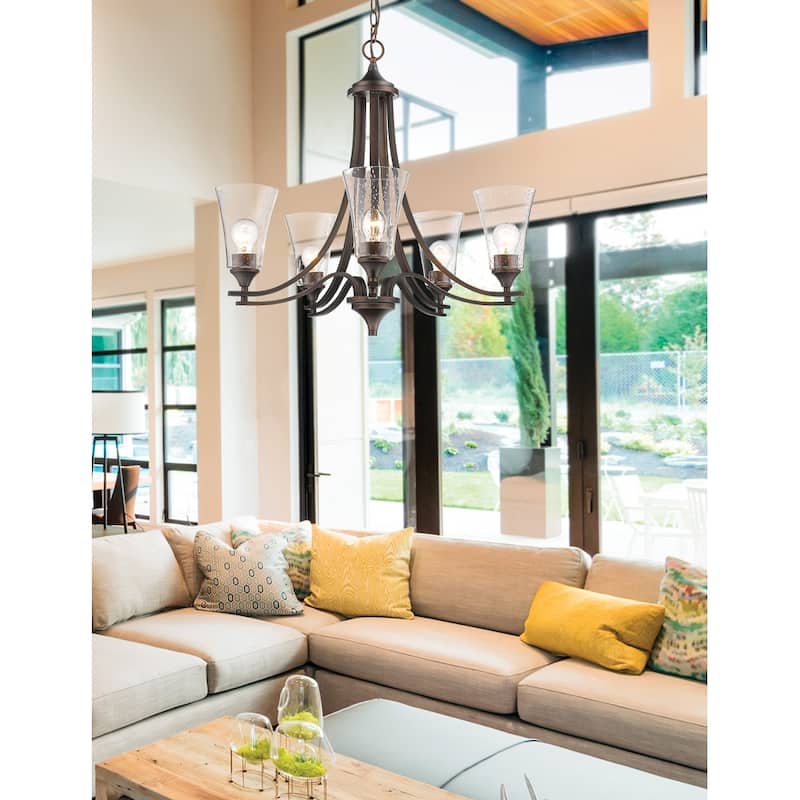 Millennium Lighting Natalie 5 Light Chandelier with Clear Seeded Glass Shades