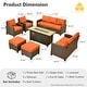 preview thumbnail 30 of 28, HOOOWOOO 7-piece Outdoor Wicker Rattan Patio Conversation Set with Fire Pit