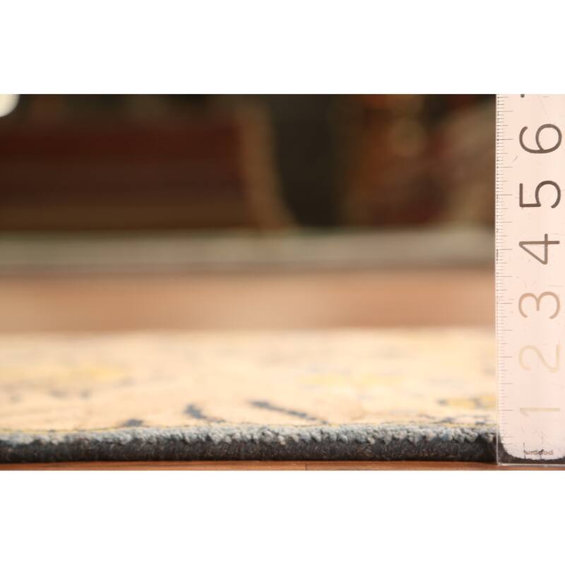 Hand Knotted Oriental 100% Wool Carpet Traditional All-Over Peach Ziegler Runner Rug - 9' 9'' X 2' 6''