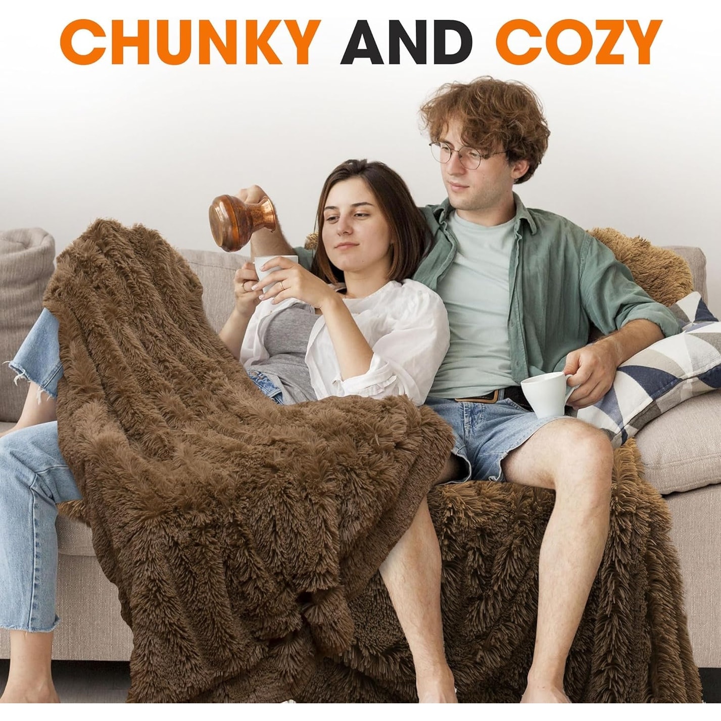 Cheer Collection Reversible Faux Fur Accent Throw Blanket-image