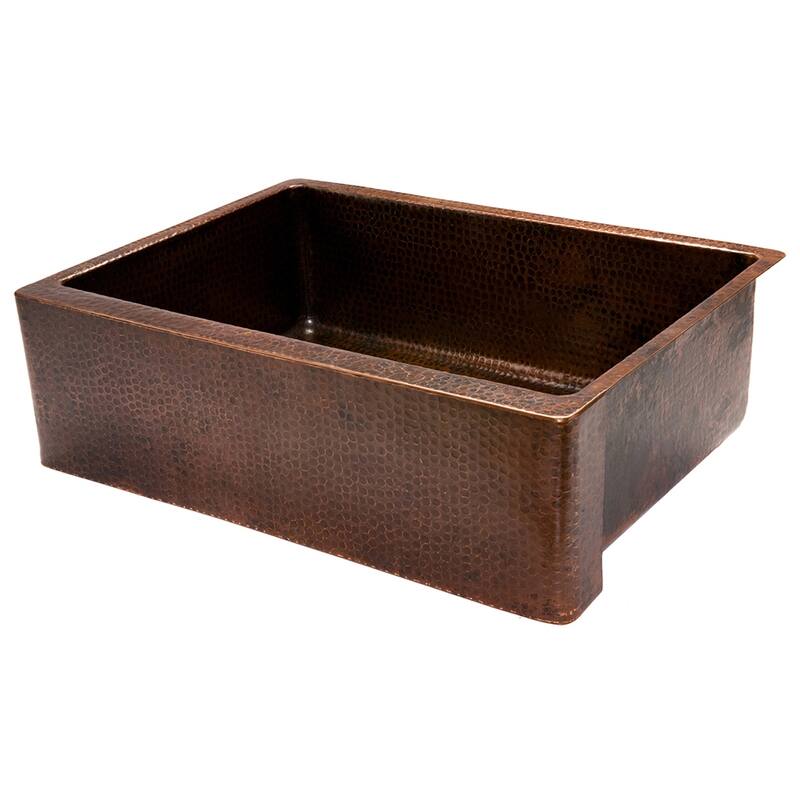 30-in Hammered Copper Kitchen Apron Single Basin Sink with Matching Drain and Accessories (KSP3_KASDB30229)