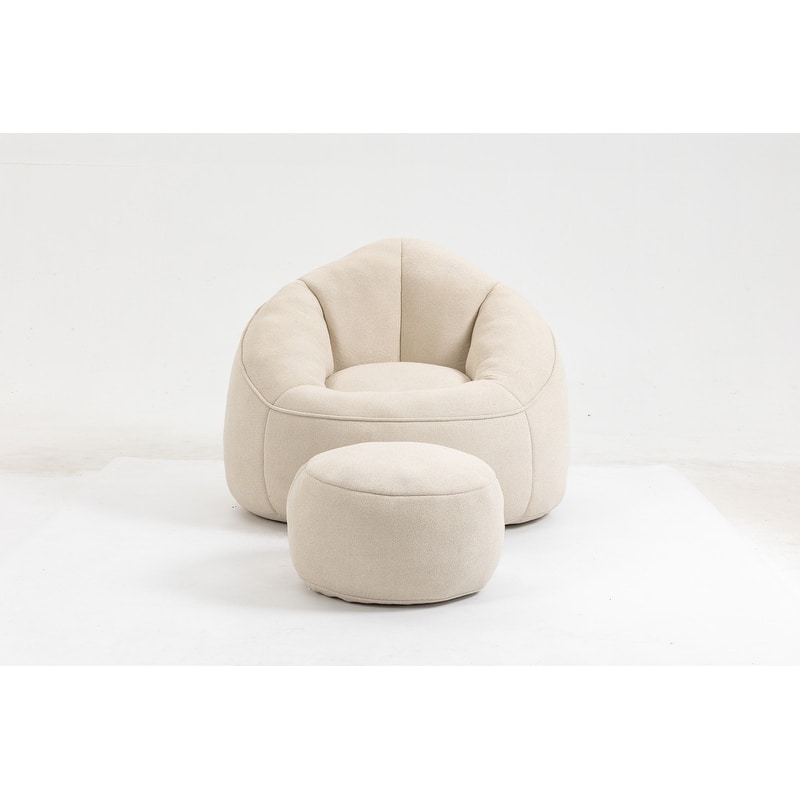 Bean Bag Chair w/Foot Stool in Multiple Colors, Giant Foam-Filled Furniture-Maximum Comfort Bean Bag